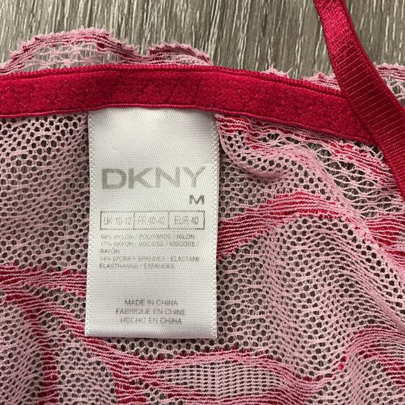 Vintage DKNY Lace Crop Cami Bralette Top Y2K Pink Medium - Picture 5 of 8